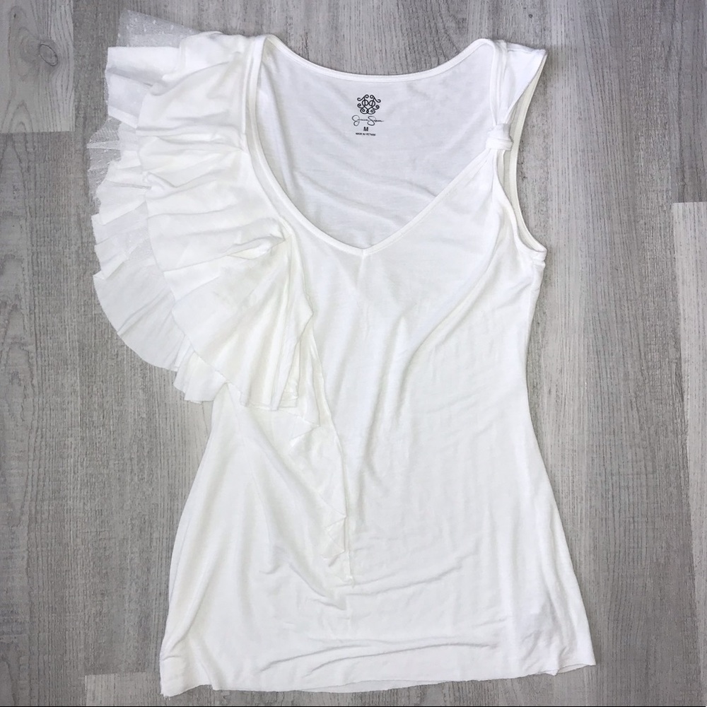 Jessica Simpson White Top w/ Ruffles